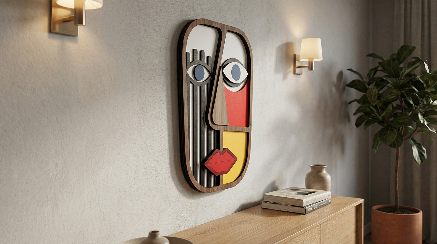 Geometric split-face wall art #1- Wooden wall decor