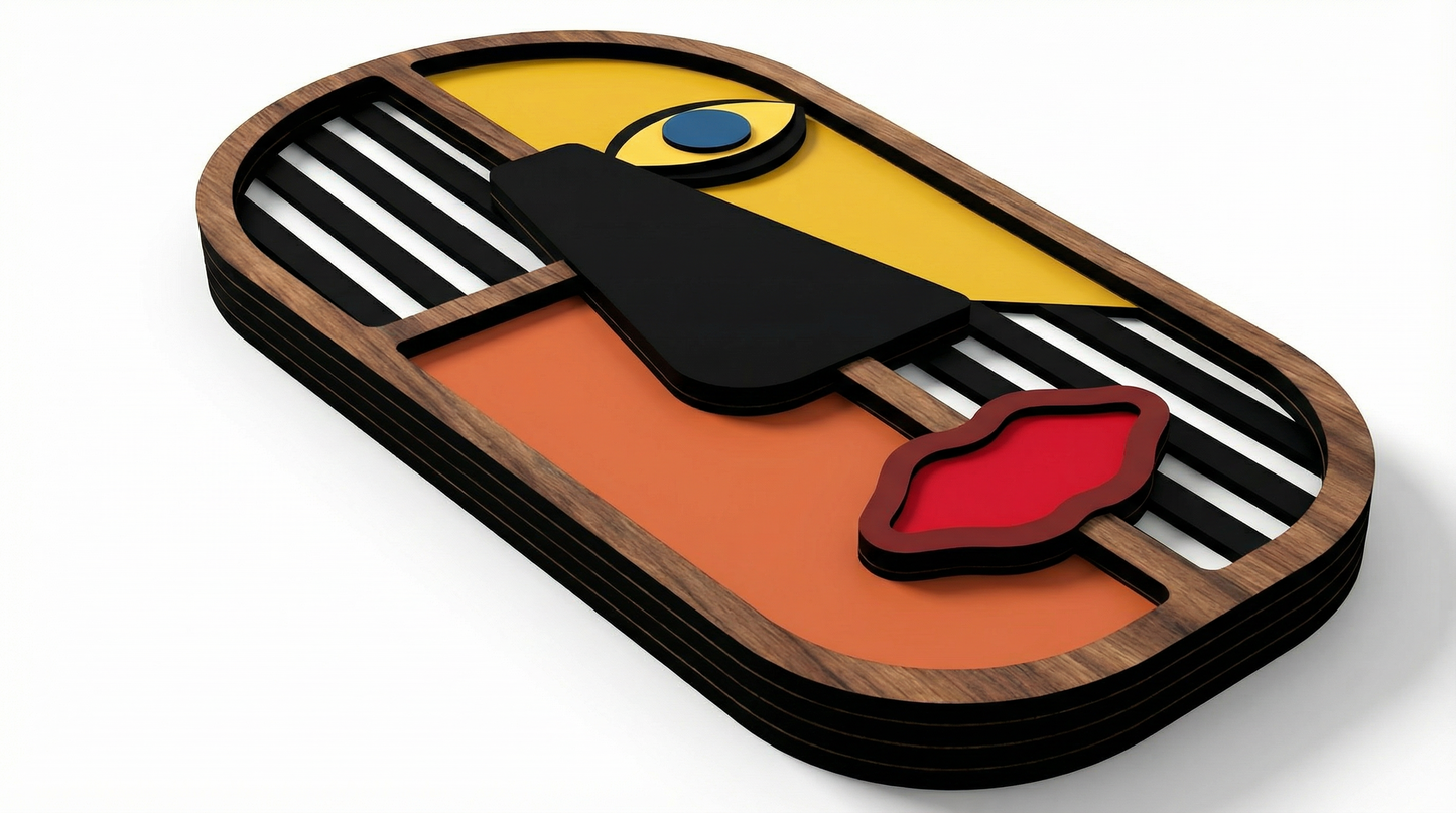 Geometric split-face wall art #4- Wooden wall decor