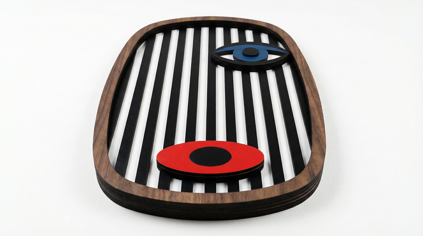 Abstract Stripe Face Mask #3 - Wooden wall decor