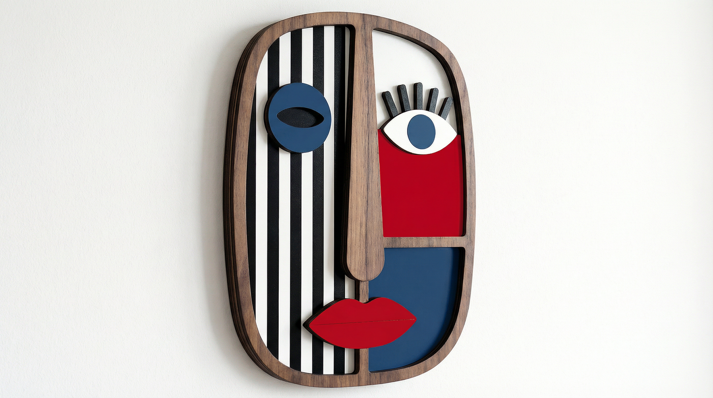 Abstract Stripe Face Mask #4 - Wooden wall decor