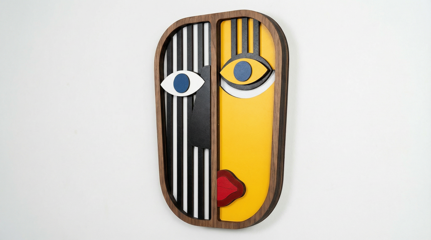 Geometric split-face wall art #2- Wooden wall decor
