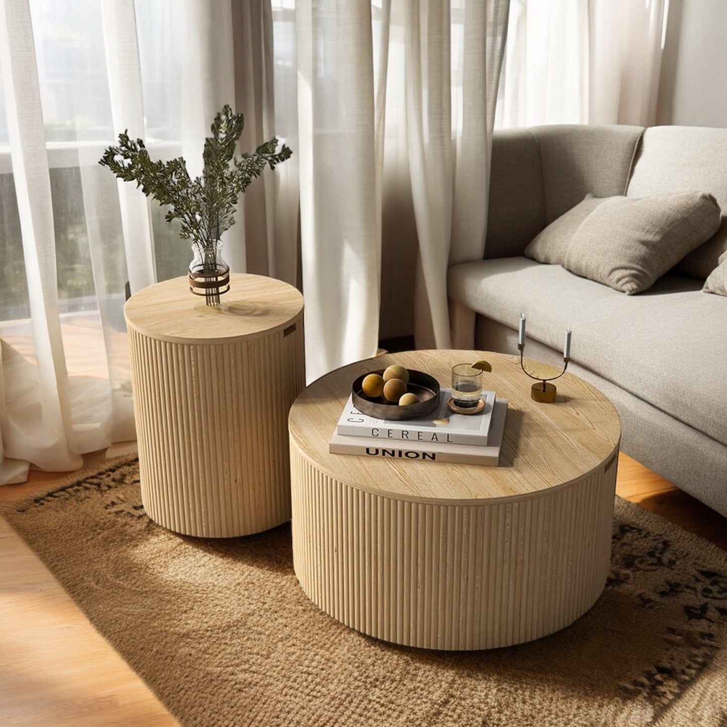 Large and Small Wooden Coffee Table Set - CG-LASWT0001