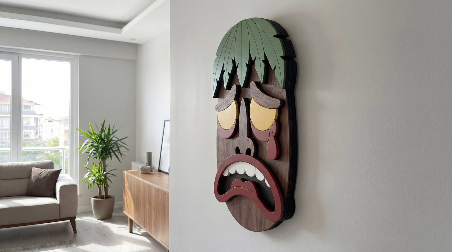 The Crying King Mask – 3D Wooden Wall Decor