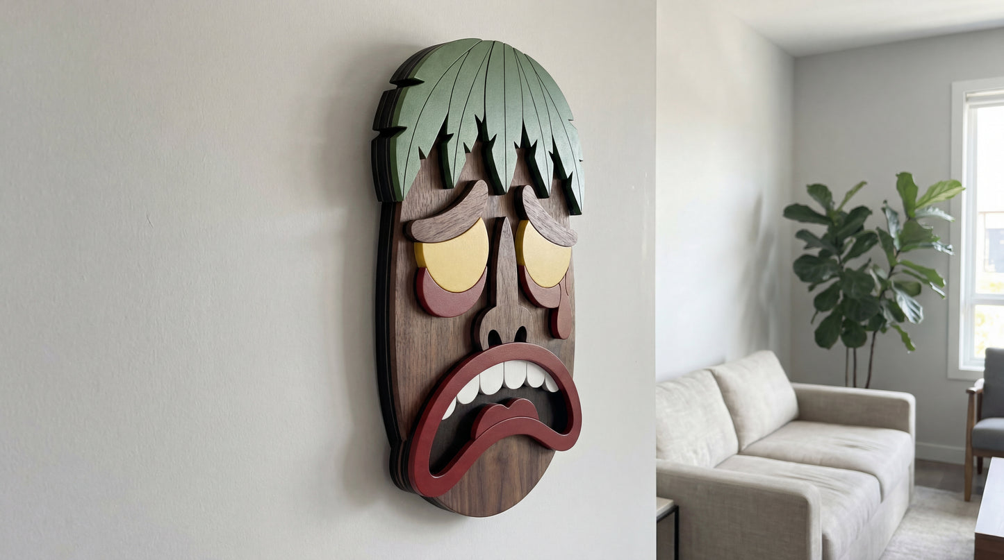 The Crying King Mask – 3D Wooden Wall Decor