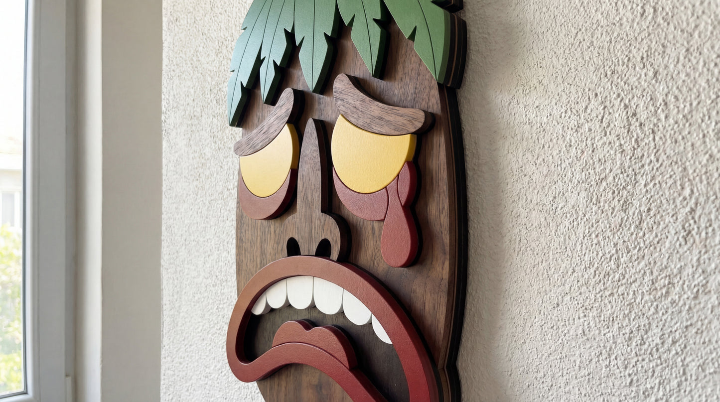 The Crying King Mask – 3D Wooden Wall Decor
