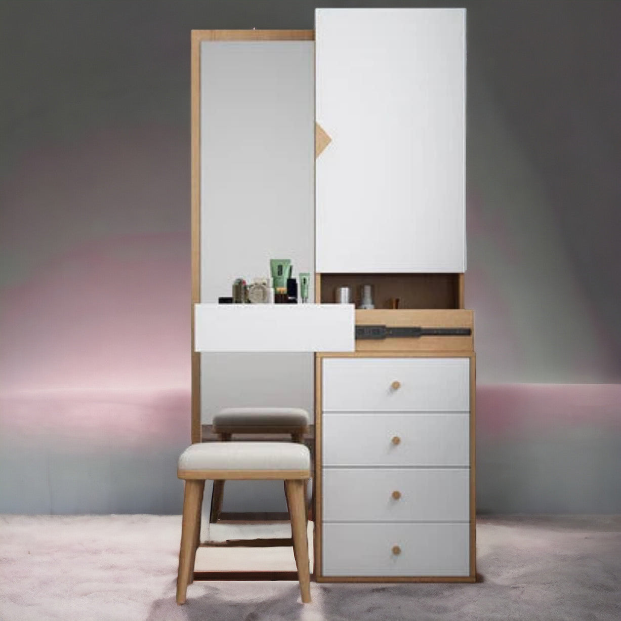 Catchy Dressing Table with Mirror And Drawers - CG-NDTW0000