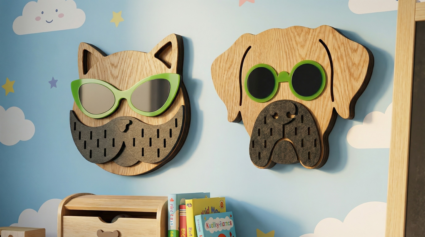 Lime Lens Cat Wall Mask -  Wooden wall decor