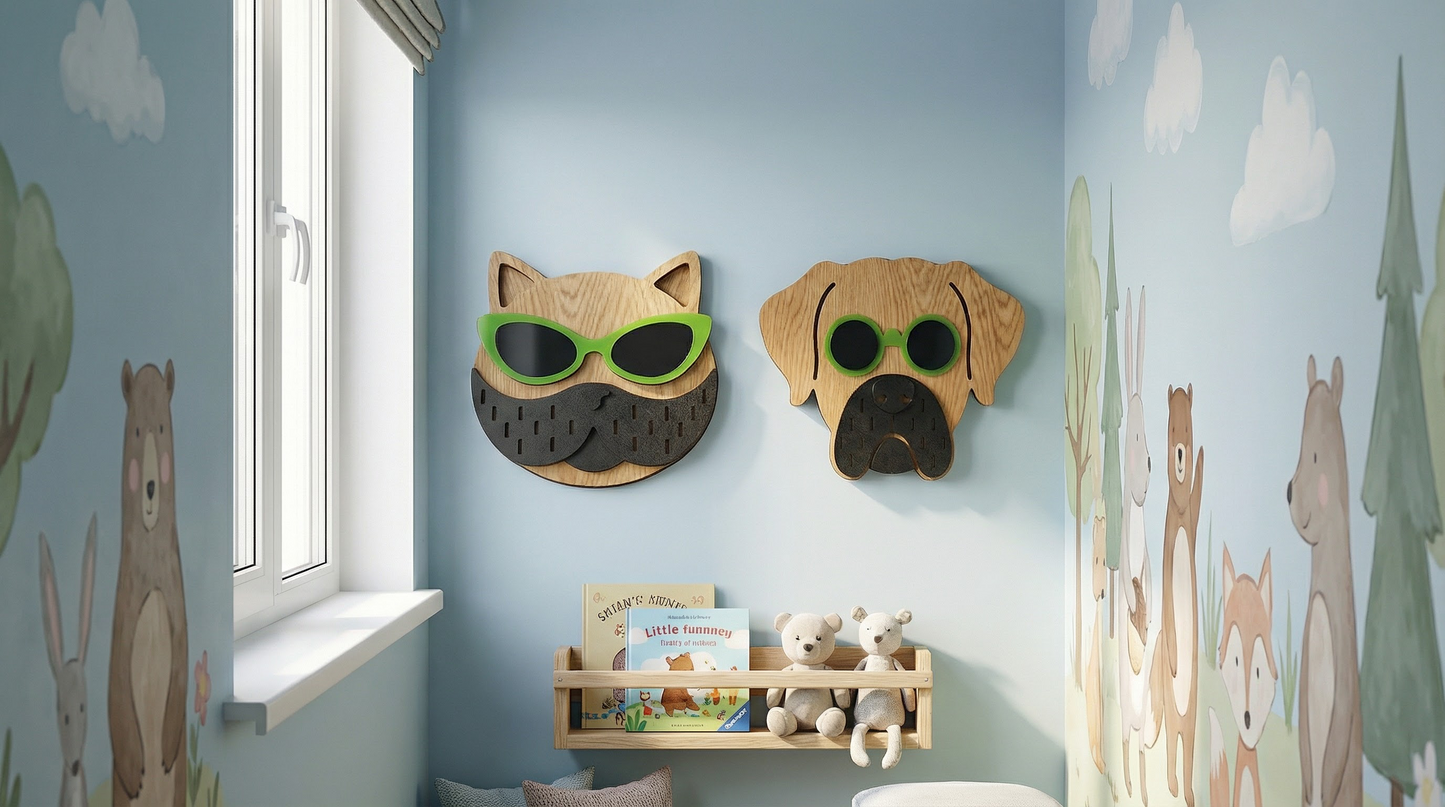 Lime Lens Cat Wall Mask -  Wooden wall decor