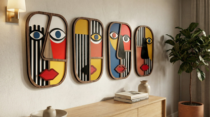 Geometric split-face wall art #3- Wooden wall decor