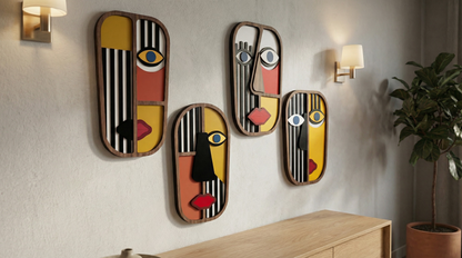Geometric split-face wall art #3- Wooden wall decor
