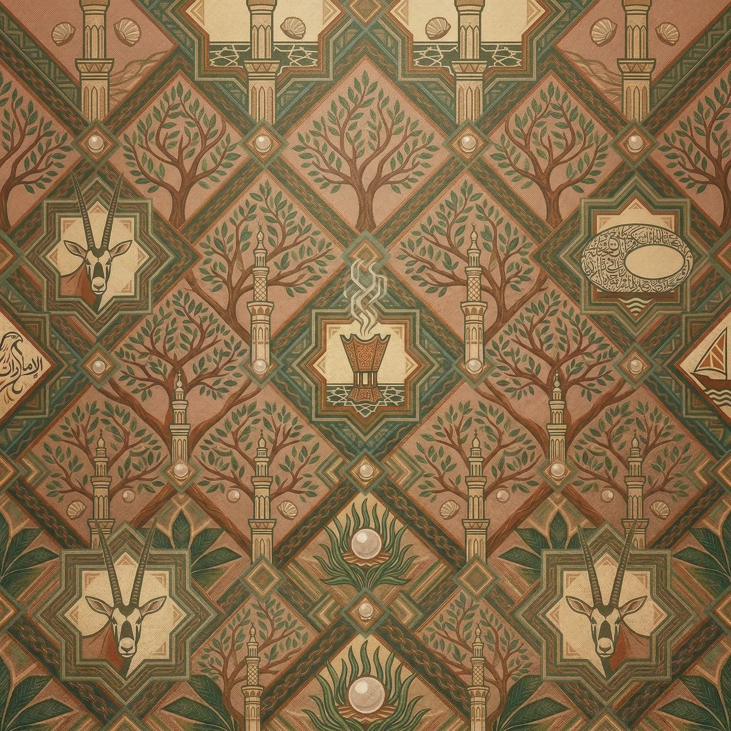 The Oryx Grid | طاولة "شبكة المها" (Geometric Heritage Series)