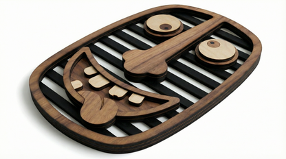 Cheeky Striped Face Mask - Wooden wall decor