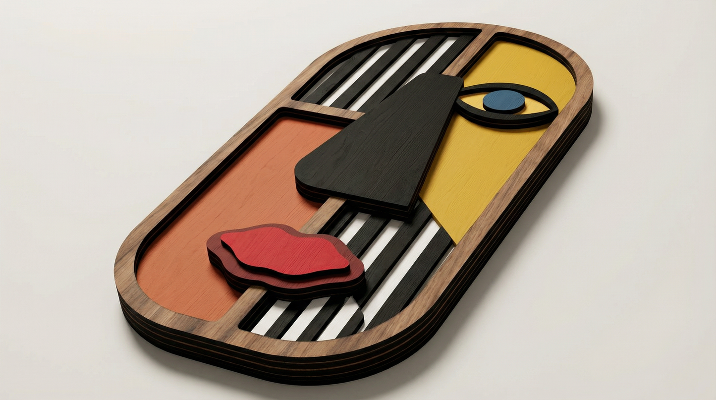 Geometric split-face wall art #4- Wooden wall decor