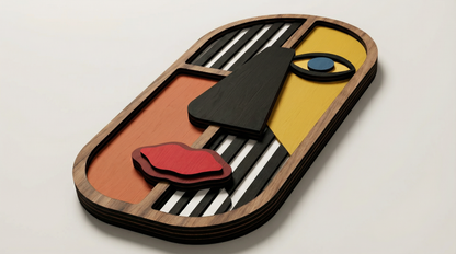 Geometric split-face wall art #4- Wooden wall decor