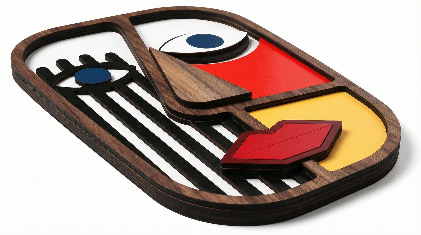 Geometric split-face wall art #1- Wooden wall decor