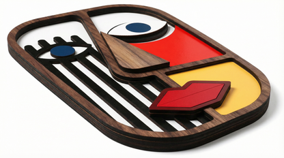 Geometric split-face wall art #1- Wooden wall decor