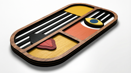 Geometric split-face wall art #3- Wooden wall decor