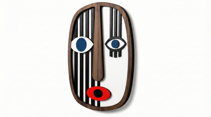 Abstract Stripe Face Mask #2  - Wooden wall decor