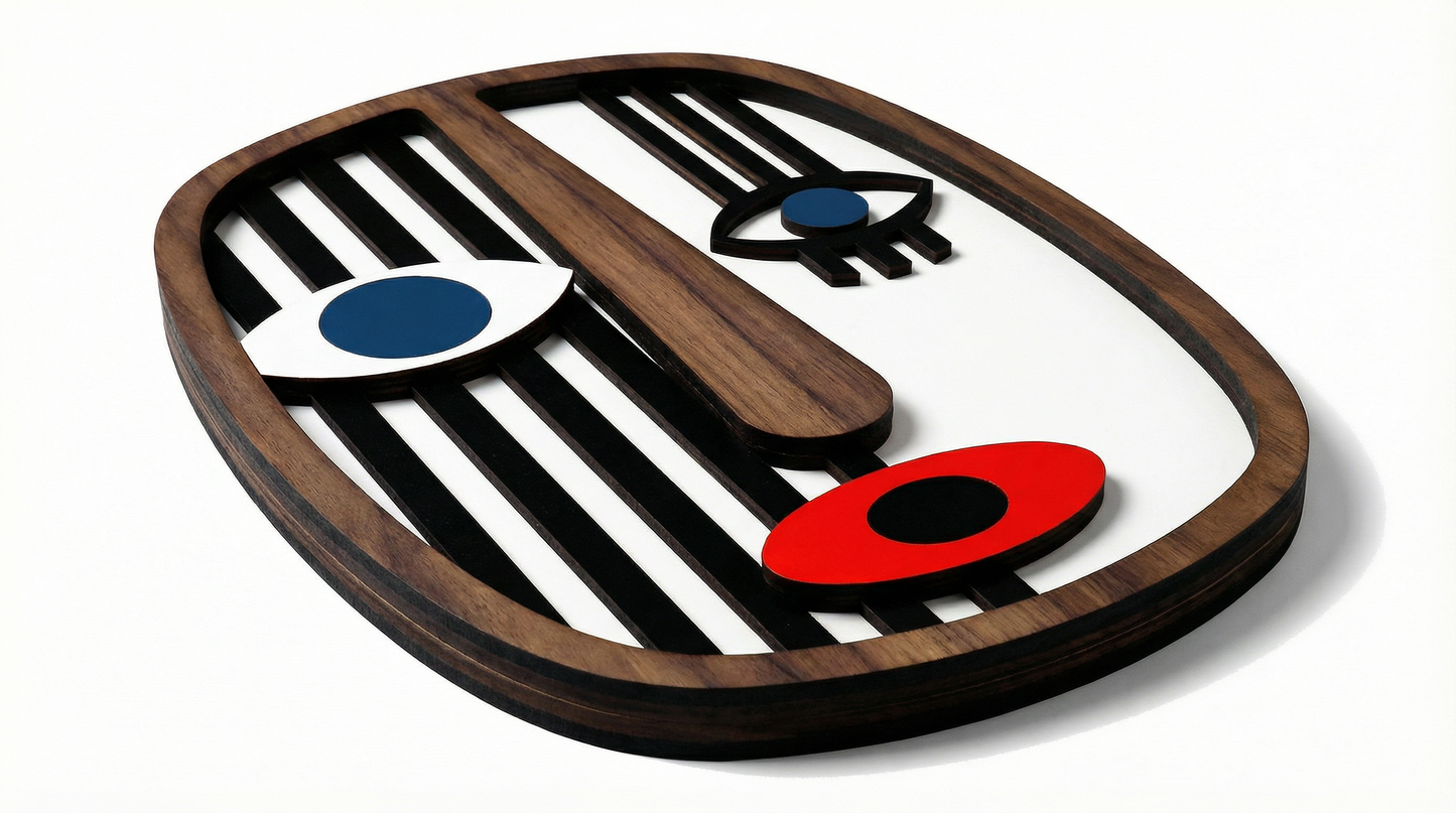 Abstract Stripe Face Mask #2  - Wooden wall decor