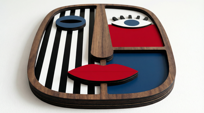 Abstract Stripe Face Mask #4  - Wooden wall decor