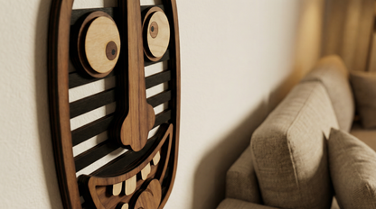 Cheeky Striped Face Mask - Wooden wall decor