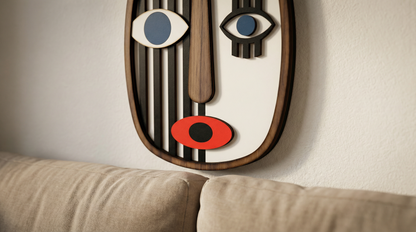 Abstract Stripe Face Mask #2  - Wooden wall decor