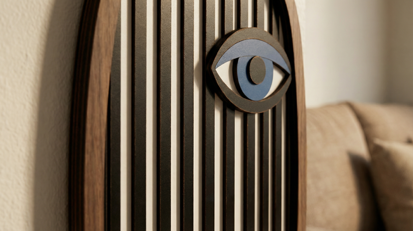 Abstract Stripe Face Mask #3  - Wooden wall decor