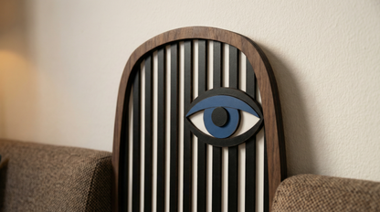 Abstract Stripe Face Mask #3  - Wooden wall decor