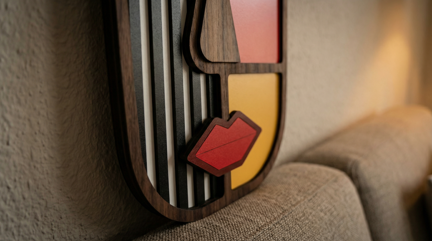 Geometric split-face wall art #1- Wooden wall decor