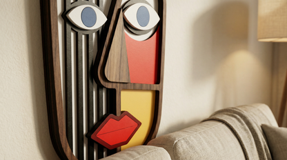 Geometric split-face wall art #1- Wooden wall decor