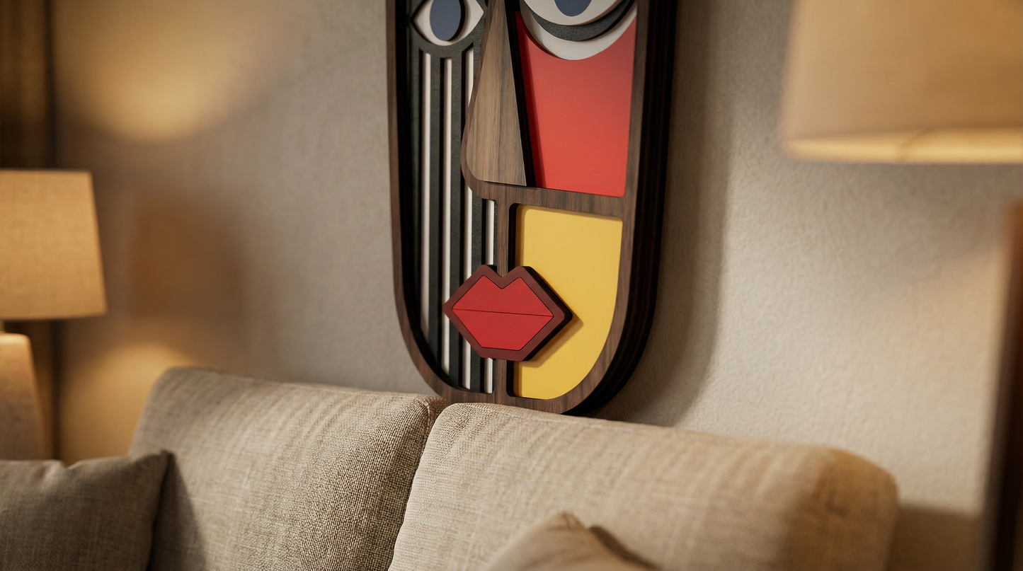 Geometric split-face wall art #1- Wooden wall decor