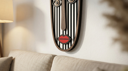 Abstract Stripe Face Mask #5  - Wooden wall decor
