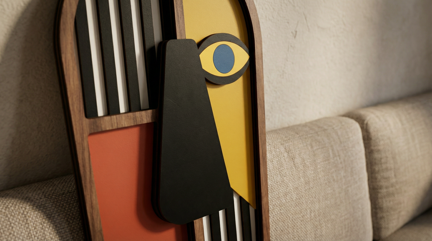 Geometric split-face wall art #4- Wooden wall decor