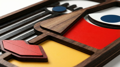Geometric split-face wall art #1- Wooden wall decor