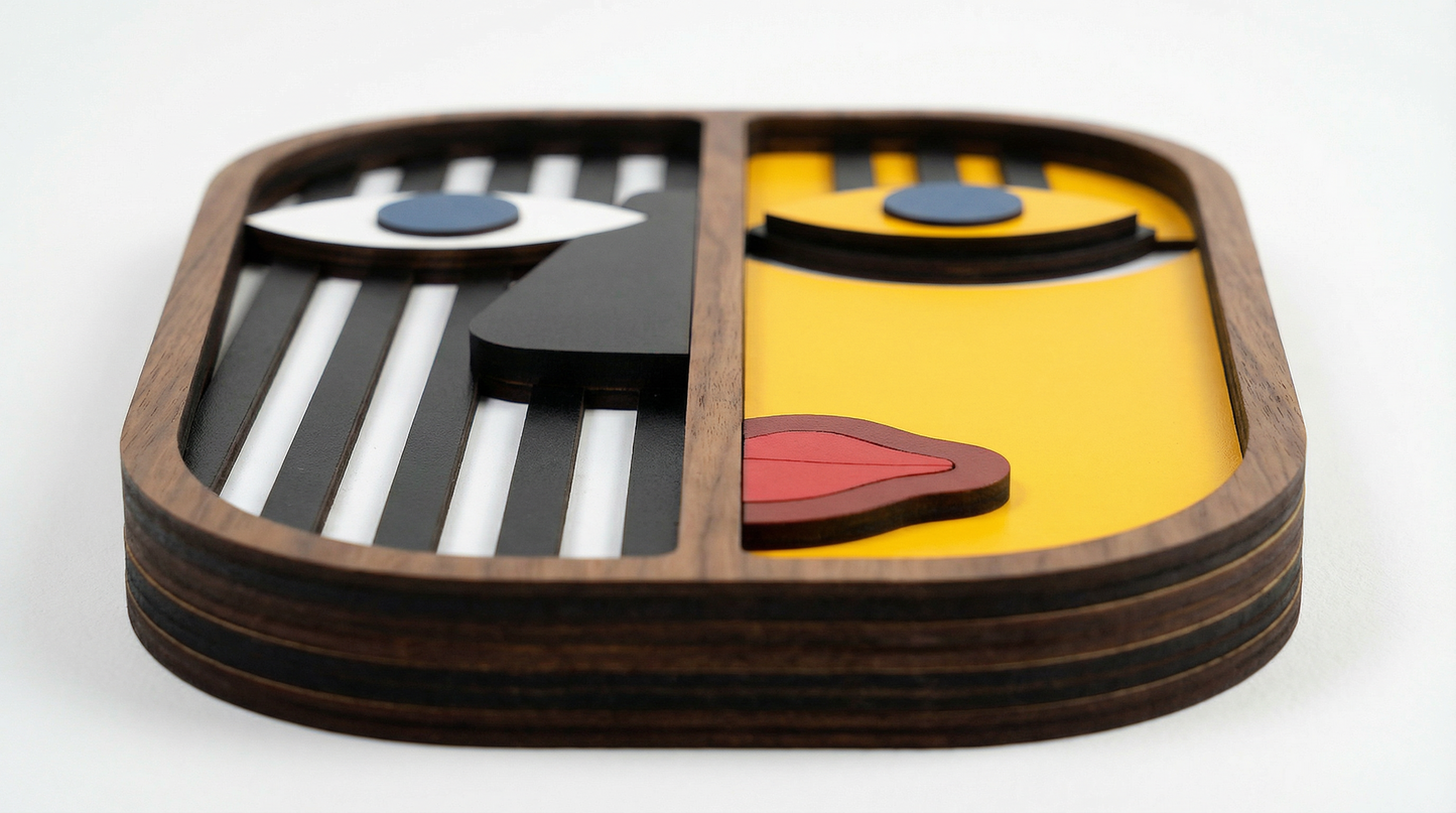 Geometric split-face wall art #2- Wooden wall decor