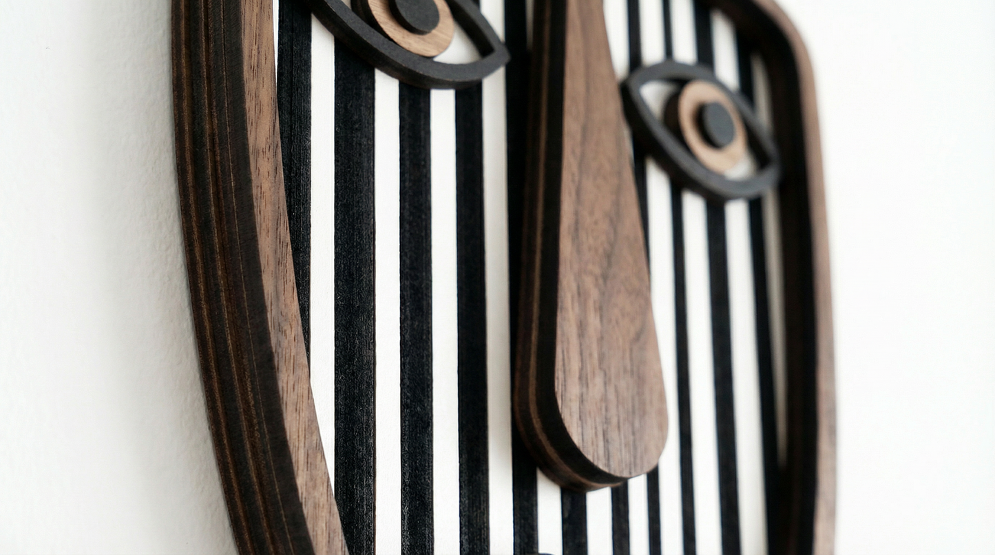 Abstract Stripe Face Mask #5  - Wooden wall decor