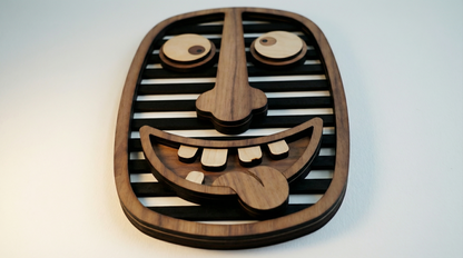 Cheeky Striped Face Mask - Wooden wall decor