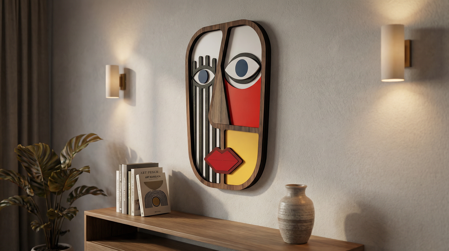 Geometric split-face wall art #1- Wooden wall decor