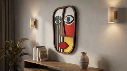 Geometric split-face wall art #1- Wooden wall decor
