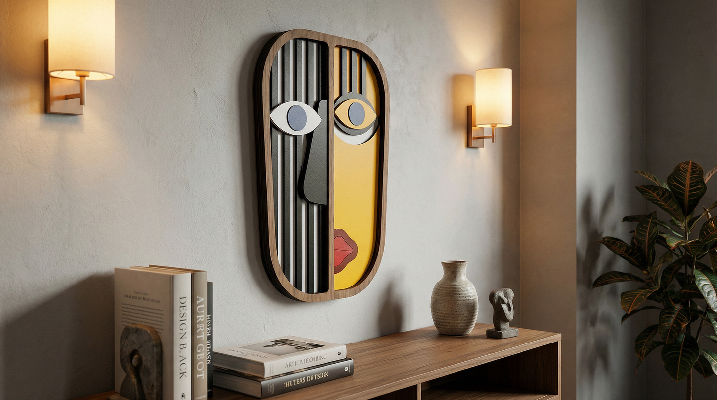 Geometric split-face wall art #2- Wooden wall decor