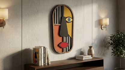 Geometric split-face wall art #4- Wooden wall decor
