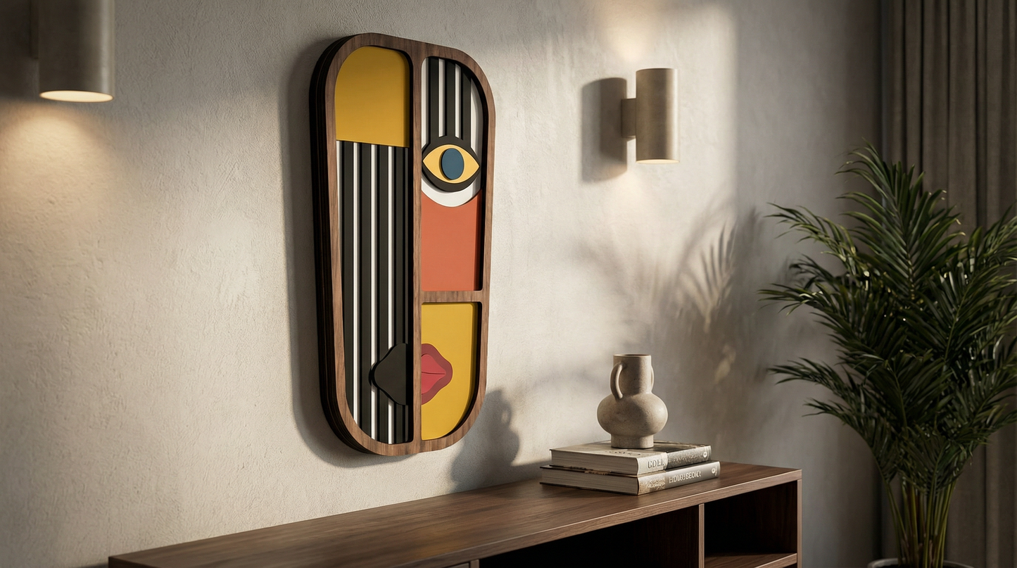 Geometric split-face wall art #3- Wooden wall decor