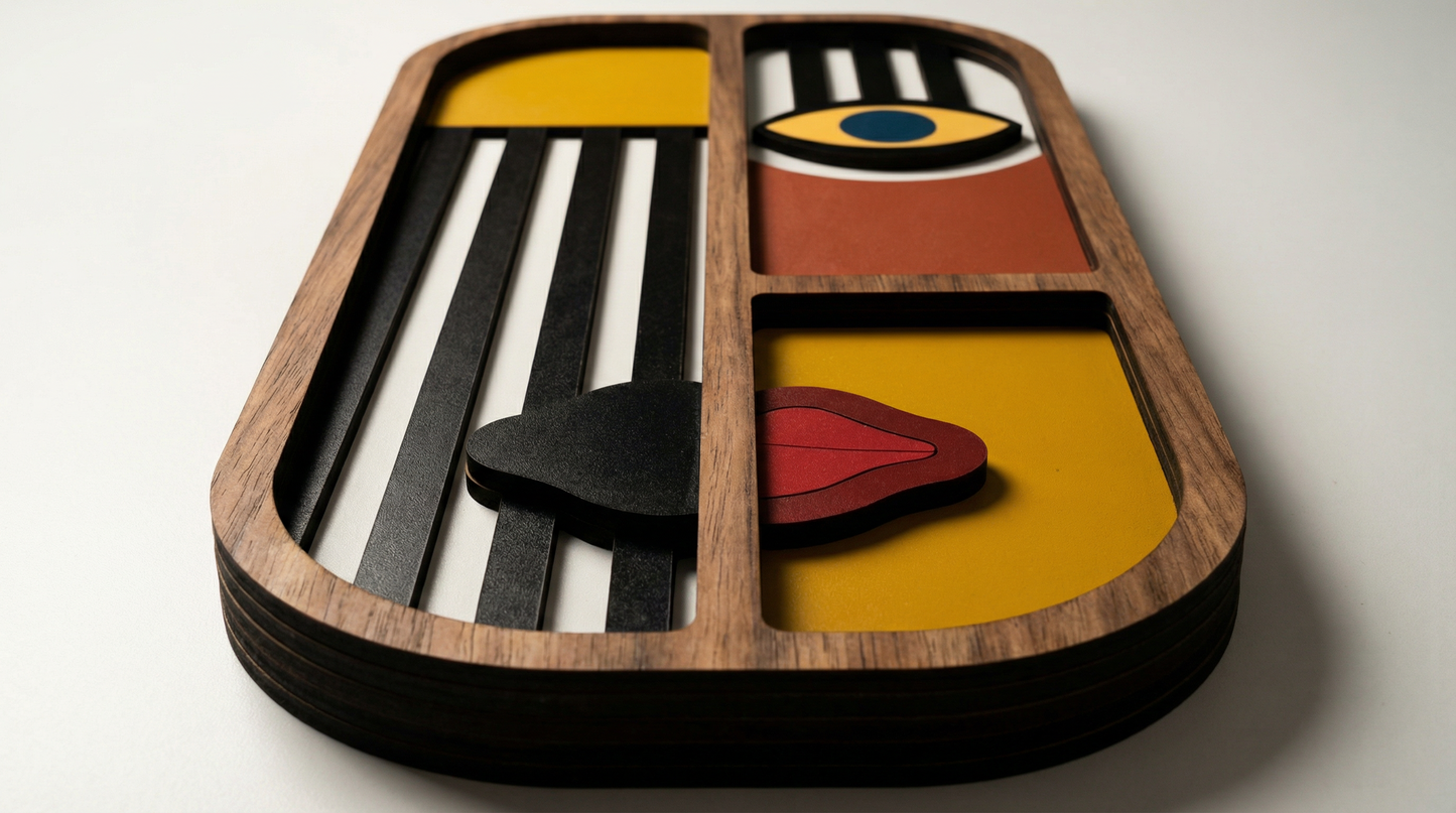 Geometric split-face wall art #3- Wooden wall decor