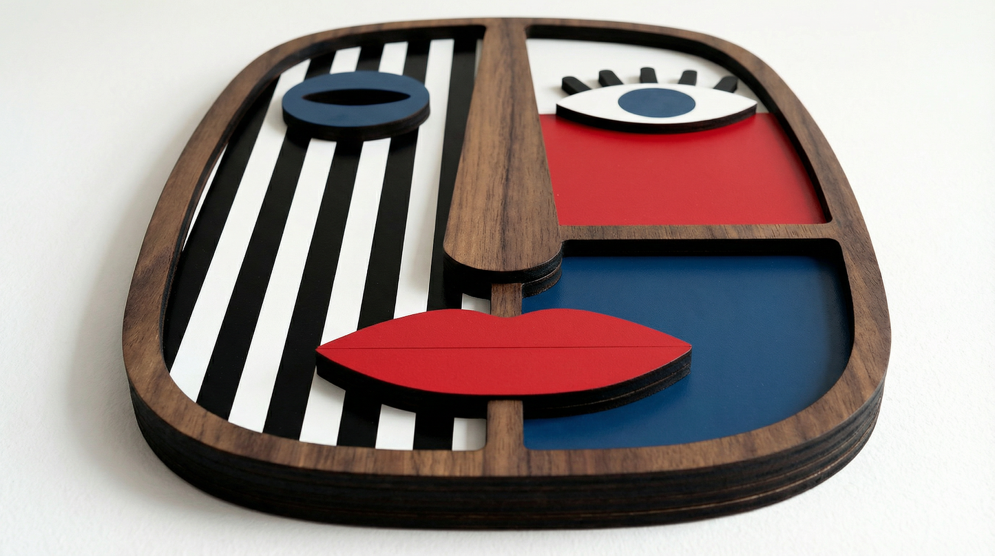 Abstract Stripe Face Mask #4  - Wooden wall decor
