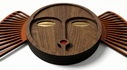 Sunburst Tribal Face Mask - Wooden wall decor