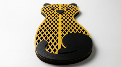 Golden Grid Cat  Mask  - Wooden wall decor