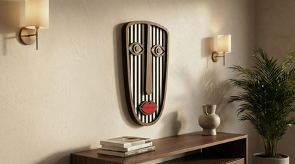 Abstract Stripe Face Mask #5  - Wooden wall decor