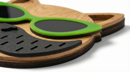 Lime Lens Cat Wall Mask -  Wooden wall decor