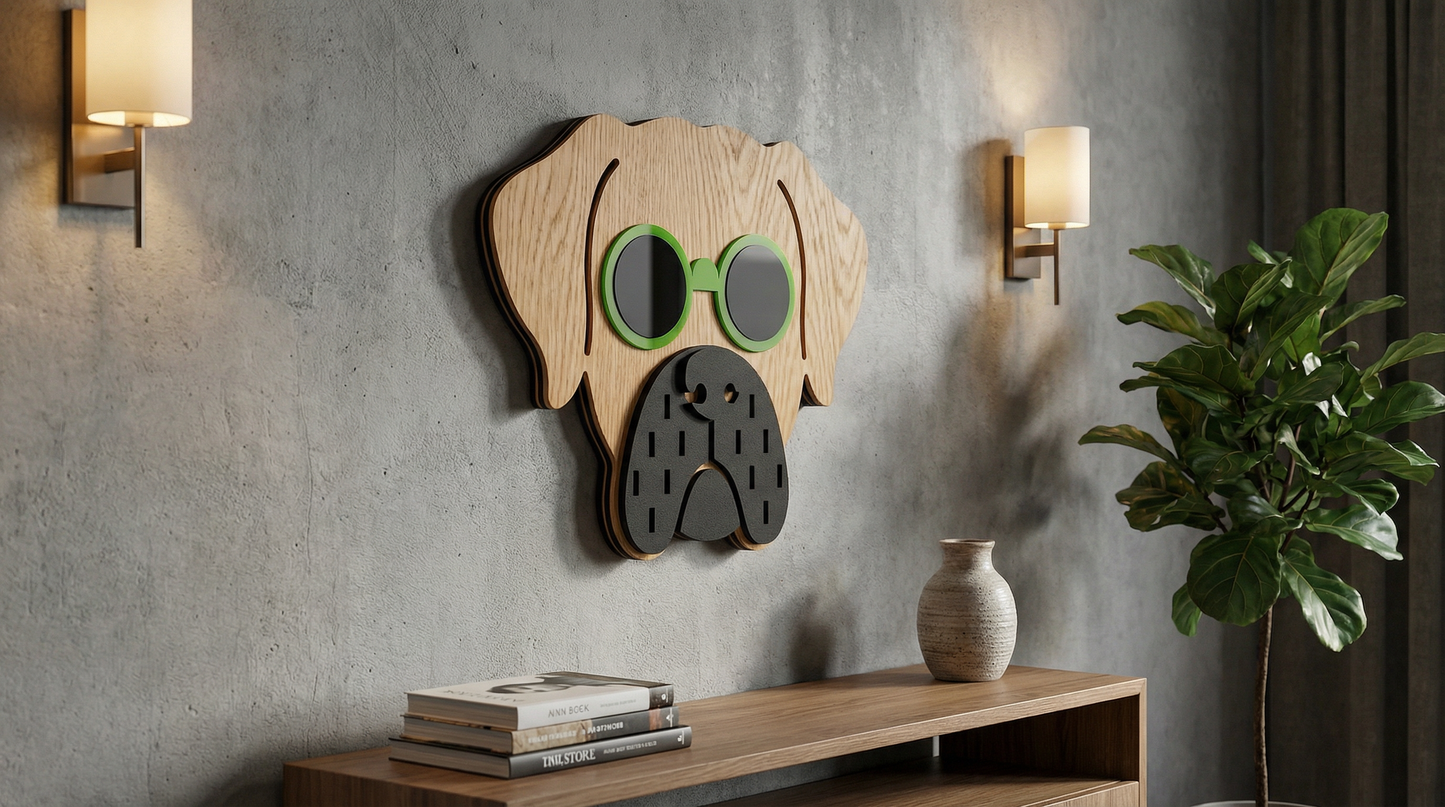 Lime Specs Dog Mask - Wooden wall decor