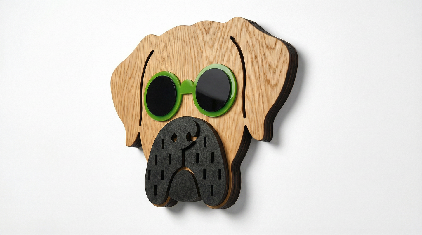 Lime Specs Dog Mask - Wooden wall decor